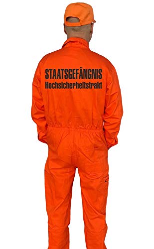 Coole-Fun-T-Shirts STAATSGEFÄNGNIS HOCHSICHERHEITSTRAKT Kostüm Set Overall + Cap Orange 52 von Coole-Fun-T-Shirts