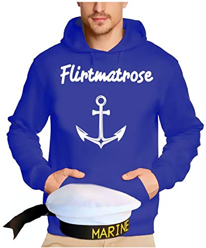 Matrosen Kostüm Set Flirtmatrose Hoodie Sweatshirt mit Kapuze + Matrosenmütze blau Gr.XL Matrosen Kostüm Set Flirtmatrose Hoodie Sweatshirt mit Kapuze + Matrosenmütze blau Gr.XL von Coole-Fun-T-Shirts