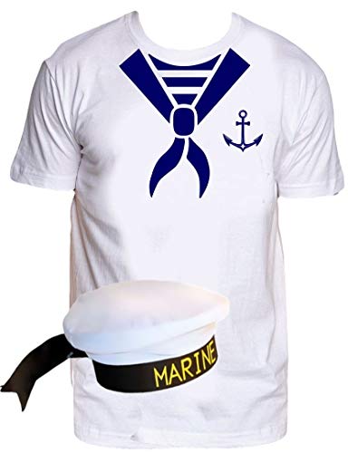 Matrosen Tuch T-Shirt + Matrosenmütze Weiß Gr.L von Coole-Fun-T-Shirts