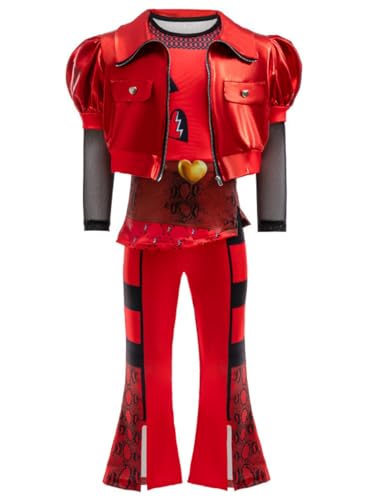 Coolproud Rise of Red Kostüm für Mädchen, inklusive Jacke, Rock, Hose, 3-teiliges Set, 5–14 Jahre, Rot, 9–10 Jahre (140) von Coolproud