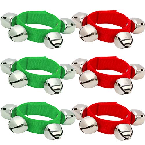 Coolrunner 6 Stück Weihnachtsband Handgelenkglocken Armbänder Jingle Musical Knöchel Glocken Instrument Percussion Rhythmus für Weihnachten Party Favors Festival Zubehör für Kinder von Coolrunner