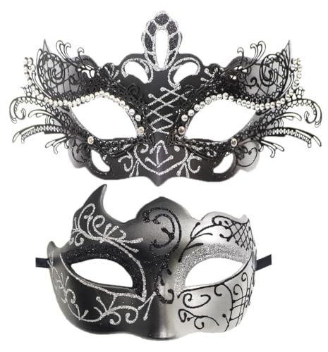 Coolwife Maskenmaske für Paare, Metall, venezianisch, Karneval, Party, Abend, Abschlussball, Kostüm, Maske (Ecksilber) von Coolwife