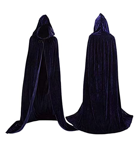 Coolwife Samt Mantel Cape Wizard Hooded Party Halloween Cosplay Kostüme für Männer Frauen 53" (Navy blau) von Coolwife