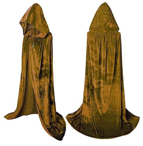 Samt-Umhang mit Zauberer und Kapuze, für Partys, Halloween, Cosplay, Kostüme für Männer und Frauen, 134,3 cm - Gold - Einheitsgröße Samt-Umhang mit Zauberer und Kapuze, für Partys, Halloween, Cosplay, Kostüme für Männer und Frauen, 134,3 cm - Gold - Einheitsgröße von Coolwife