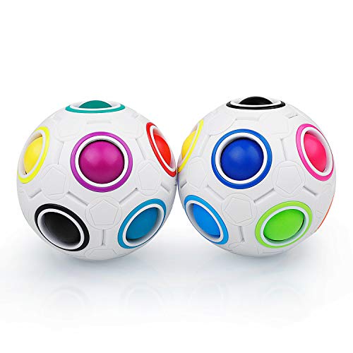 Coolzon Magic Regenbogen Ball Zauberbälle, 2 Stück Magisch Regenbogenball Zauberball 3D Puzzle Ball Spielzeug für Kinder Gastgeschenk,Weiß+Weiß von Coolzon