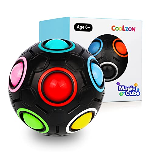 Coolzon Puzzle Ball, Magic Regenbogen Ball Puzzle Würfel 3D Puzzle Lernspielzeug Brain Teaser für Kinder Erwachsene (Schwarz) von Coolzon