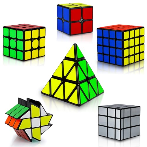Coolzon Zauberwürfel Set, 6 Pack Speed Cube Kit mit mit 2x2x2 3x3x3 4x4x4 Pyramide Fenghuolun Mirror Magic Cube, PVC Aufkleber Premium - für Kinder Erwachsene Anfänger Coolzon Zauberwürfel Set, 6 Pack Speed Cube Kit mit mit 2x2x2 3x3x3 4x4x4 Pyramide Fenghuolun Mirror Magic Cube, PVC Aufkleber Premium - für Kinder Erwachsene Anfänger von Coolzon