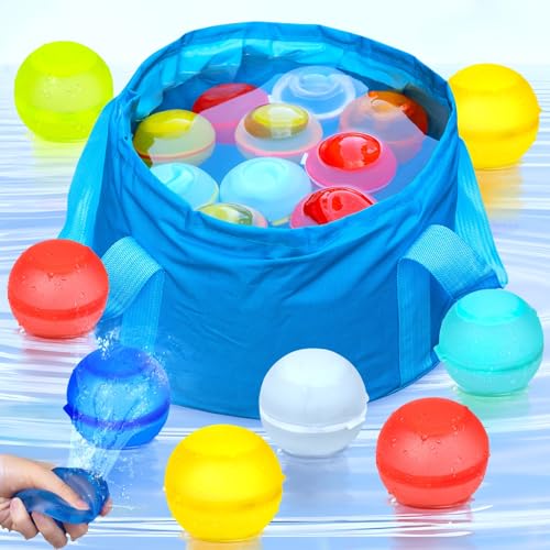 2024 Neueste Wasserbomben Wiederverwendbare,8 Stück Schwimmt Wasserbomben Selbstschließend,Schnelle Wiederbefüllbare Wasserballons Wasserspielzeug für Kinder,Sommerspielzeug für Outdoor-Aktivitäten von Coorattyes