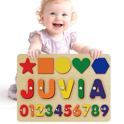 Benutzerdefinierte Namenspuzzles für Kleinkinder 1-3 - Namenspuzzle für Kinder, personalisiertes Holztierpuzzle, Babygeschenke, Babyparty, Weihnachten, Neugeborenengeschenk, Geschenke für 1 2 3 Jahre von Coosttoom