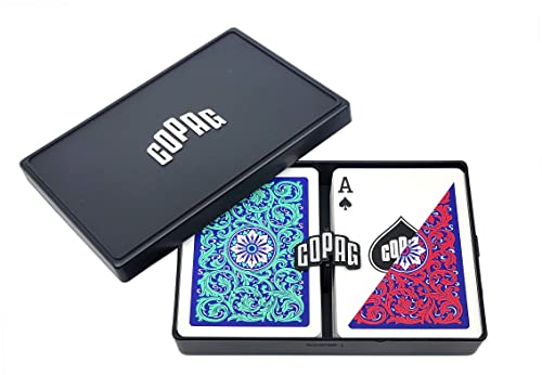Copag 1546 Neoteric Design Spielkarten aus 100% Kunststoff, Poker-Größe, grün/rot, Doppeldeck-Set (Regular Index) von Copag