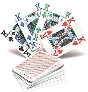 Copag 4 Colour 100% Plastic Playing Cards Poker Size Jumbo Index (Red Back) by Copag von Copag