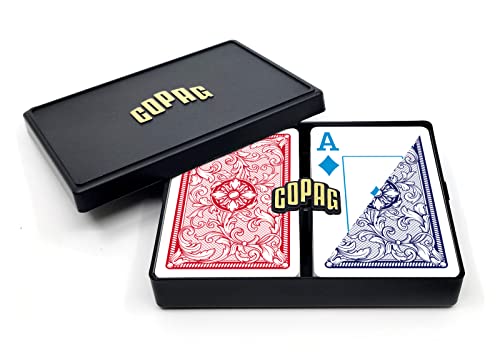 Copag 4-farbiges Legacy-Design, 100 % Kunststoff, Spielkarten, Jumbo-Index, rot/blau, Doppeldeck-Set von Copag