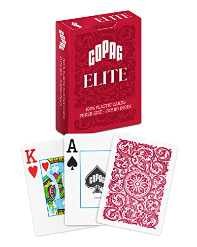 Copag Elite Spielkarten, 100 % Kunststoff, Pokergröße, Jumbo-Index, Einzeldeck, Rot von Copag