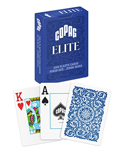 Copag Elite Spielkarten aus 100 % Kunststoff, Poker-Größe (Standard), Jumbo-Index, Einzeldeck (blau) von Copag