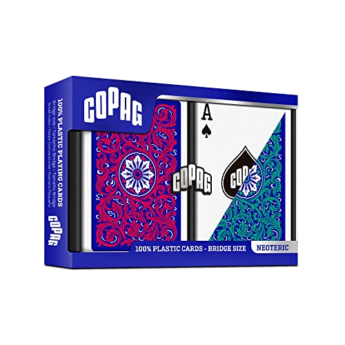Copag Neoteric Spielkarten aus Kunststoff, Steggröße, regulärer Index, blau, Doppeldeck-Set für Erwachsene, 1 Stück, Bridge Size von Copag