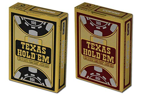 Copag Texas Holdem 2 Decks Spielkarten (1 rot & 1 schwarz) 100% Kunststoff von Copag