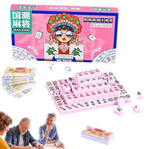 Copangle -Mahjong-Spielsteine-Set, Mahjong-Spielset | -Mahjong-Spiel im chinesischen Stil | Leichtes Mah-Jongg-Set, Reise-Familien-Freizeitspiel, traditionelles chinesisches Versionsspiel mit von Copangle