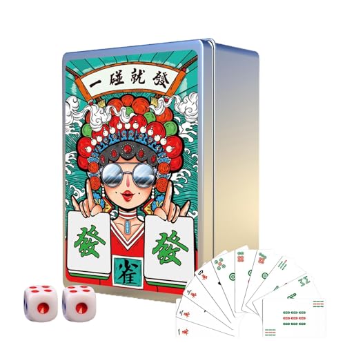 Copangle Reise-Mahjong-Sets, tragbares Mahjong-Set - 146 Stück/Set Mahjong-Spielkarten,Wasserdichtes Handheld-Poker, chinesisches Mah-Jongg, verdickte Mahjong-Spielkarten für Pokerspiel, Reisen, von Copangle