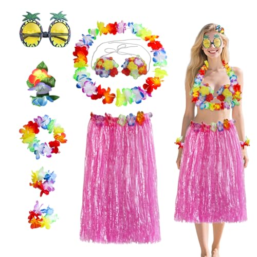 8-teiliges Hawaii-Kostüm für Damen, Hula-Rock, Kostüm, hawaiianische Leis-Tänzerin, Kleid-Set mit Blumen-Bikinioberteil, hawaiianischer Lei, Hibiskus, Haarspange für Erwachsene, Kostümzubehör, Party 8-teiliges Hawaii-Kostüm für Damen, Hula-Rock, Kostüm, hawaiianische Leis-Tänzerin, Kleid-Set mit Blumen-Bikinioberteil, hawaiianischer Lei, Hibiskus, Haarspange für Erwachsene, Kostümzubehör, Party von Copbopwn