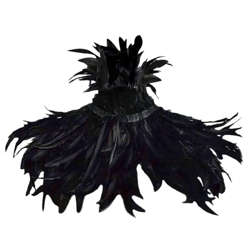 Federn Shrug Schal Gothic Cape mit schwarzen Federn Halloween-Federschal Federkleid Feder Shrug Schal Schulter Gothic Federschal Cape Schulter Wrap Gothic Kragen für Halloween Cosplay Federn Shrug Schal Gothic Cape mit schwarzen Federn Halloween-Federschal Federkleid Feder Shrug Schal Schulter Gothic Federschal Cape Schulter Wrap Gothic Kragen für Halloween Cosplay von Copbopwn