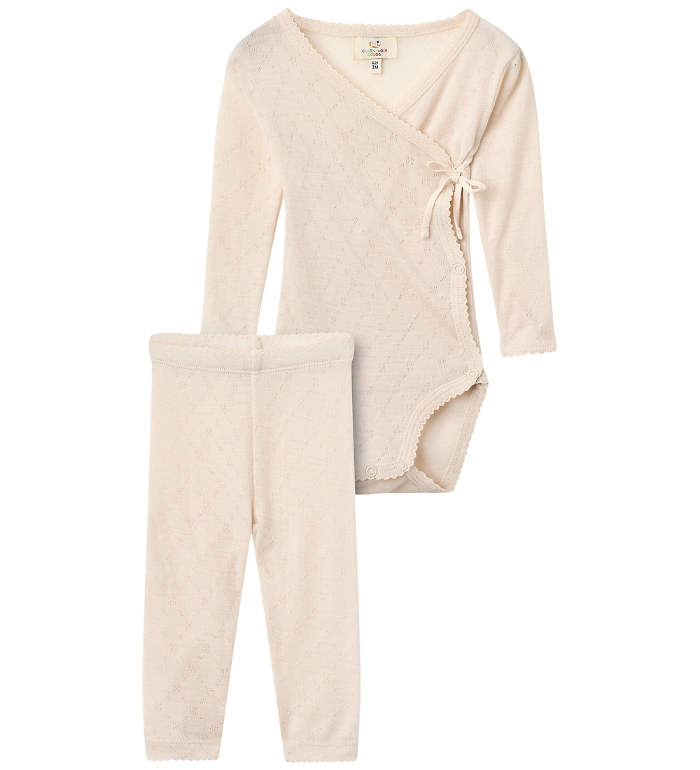 Copenhagen Colors Set - Leggings/Wickelbody l/ä - Wolle - Cream - Copenhagen Colors - 56 - Body L/Ä von Copenhagen Colors