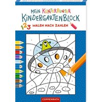 COPPENRATH 64368 Mein kunterbunter Kindergartenblock: Malen nach Zahlen (Weltall) von Coppenrath