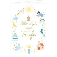COPPENRATH 71996 Grußkarte - Alles Liebe zur Taufe (mit kleinem Engelanhänger) von Coppenrath