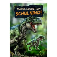 COPPENRATH 95507 Grußkarte – Hurra, du bist ein Schulkind! (T-Rex) von Coppenrath