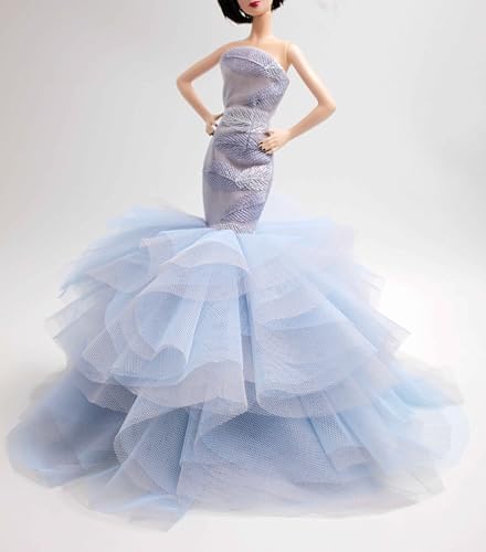 Handgefertigtes Cora Gu klassische silberfarbene Stickerei-Meerjungfrauenkleid, Hochzeitskleid, passend für 30,5 cm große Modepuppen und Puppen nicht im Lieferumfang enthalten von Cora Gu