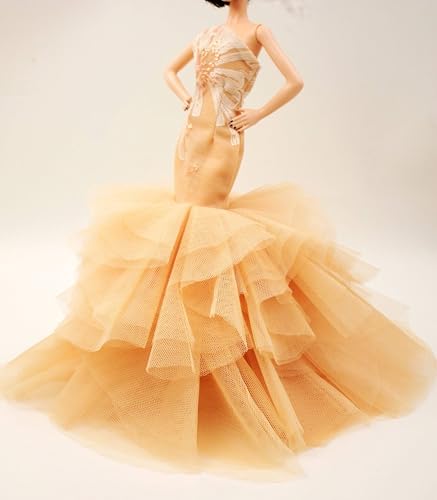 Handgefertigtes Cora Gu klassisches Meerjungfrauenkleid mit Schleife, bestickt, Hochzeitskleid, passend für 30,5 cm große Modepuppen und Puppen nicht im Lieferumfang enthalten von Cora Gu