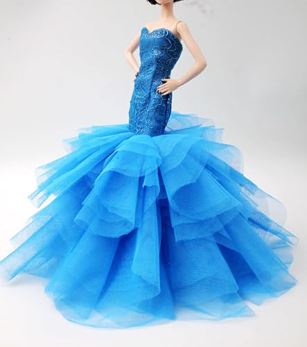 Handgefertigtes Cora Gu klassisches himmelblaues Meerjungfrauenkleid, Hochzeitskleid, passend für 30,5 cm große Modepuppen und Puppen nicht im Lieferumfang enthalten Handgefertigtes Cora Gu klassisches himmelblaues Meerjungfrauenkleid, Hochzeitskleid, passend für 30,5 cm große Modepuppen und Puppen nicht im Lieferumfang enthalten von Cora Gu