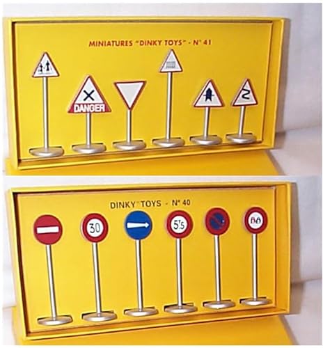 Atlas Editions Miniaturen Dinky Toys Warnschilder, 6 Stück & Dorfverkehrsschilder, Metall, 6 Stück (insgesamt 12) von Corgi