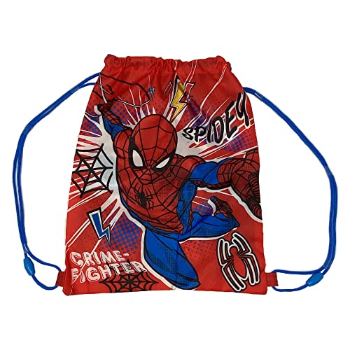 Spiderman Beutel Marvel, Kordelzugverschluss, für Kinder, Tasche, Rucksack, Freizeit, Schule, Fitnessstudio, 38 x 29 cm, Rot - M04397MC von Coriex
