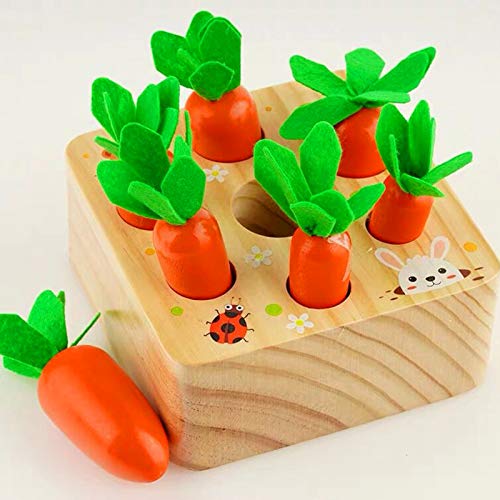 Coriver Lernspielzeug Stapelspiele für 1 2 3 Jahre altes Baby, Karotten Holzspielzeug Montessori Plugging Toys Harvest Matching-Spiel für frühkindliches Lernen Vorschulerziehung Kindergeschenke von Coriver