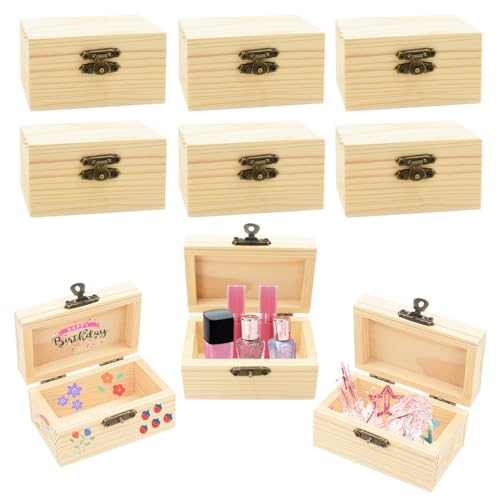 Coriver Mini Schatztruhe Holz - 6 Stück Kleine Schatzkiste mit Deckel, Rechteckige Schatzkiste zum Bemalen Kindergeburtstag, Holzkiste Klein für DIY Basteln Party Favor und Dekorieren- 9 x 5.5 x 5 cm Coriver Mini Schatztruhe Holz - 6 Stück Kleine Schatzkiste mit Deckel, Rechteckige Schatzkiste zum Bemalen Kindergeburtstag, Holzkiste Klein für DIY Basteln Party Favor und Dekorieren- 9 x 5.5 x 5 cm von Coriver