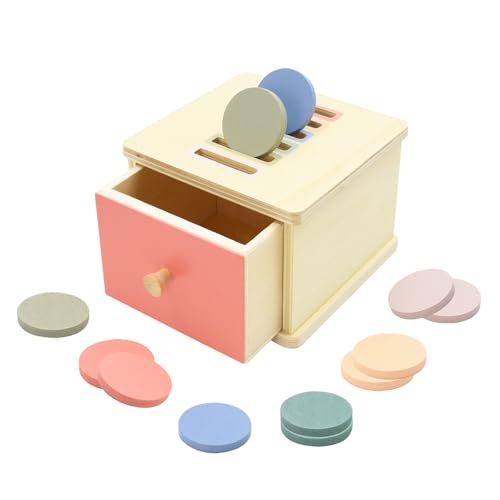 Coriver Montessori Toys Münzbox, Holzform, Farbsortierspielzeug, Aktivitätswürfel, Objekt-Dauerbox, Feinmotorik, Steckspiel, Spielzeug für Kleinkinder ab 18 Monaten, Jungen und Mädchen von Coriver