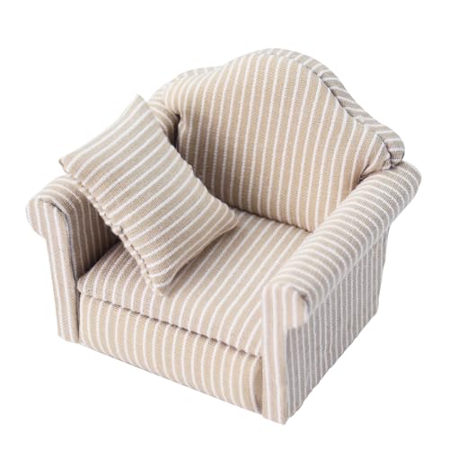 Coriver Puppenhaus Sofa, 1:12 Puppenhaus Möbel, Puppenhaus Couch Modell, gestreiftes Einzel, Gestreift Mini Sessel, Simulationszubehör, Puppen Heimdekoration mit Kissen, Mini Möbel Sofa Set Coriver Puppenhaus Sofa, 1:12 Puppenhaus Möbel, Puppenhaus Couch Modell, gestreiftes Einzel, Gestreift Mini Sessel, Simulationszubehör, Puppen Heimdekoration mit Kissen, Mini Möbel Sofa Set von Coriver