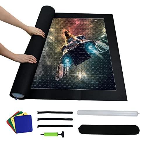 Coriver Puzzlematte 3000 Teile, Puzzle Roll Storage Mat Puzzleunterlage mit 4 Sortiertabletts, 3000 Teilen Jigsaw Mat, Puzzle Rolle Matte für Erwachsene und Kinder von Coriver