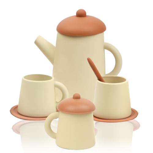 Coriver Silikon-Teesets für Kinder, Spielzeug Kleinkind Teeset Kinder Küchenzubehör, Pretend Play Toy Playset für Kinder Jungen Mädchen, Teeparty - Nachmittagstee-Set für Zuhause Reisen (1.Beige) Coriver Silikon-Teesets für Kinder, Spielzeug Kleinkind Teeset Kinder Küchenzubehör, Pretend Play Toy Playset für Kinder Jungen Mädchen, Teeparty - Nachmittagstee-Set für Zuhause Reisen (1.Beige) von Coriver
