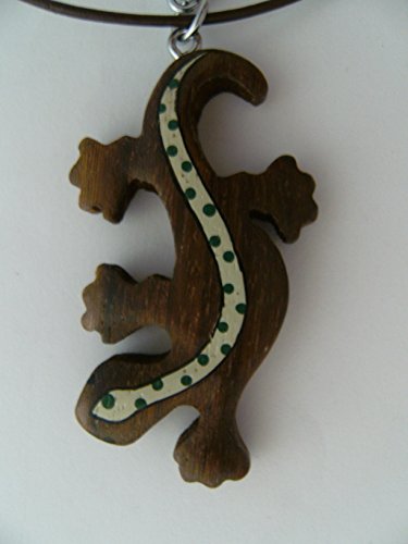 Cornelissen Kette Eidechse Holzanhänger Ketten Lederband, Modeschmuck Tiere Tier Echse Gecko Salamander von Cornelissen
