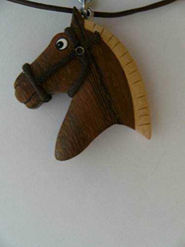 Cornelissen Kette Pferdekopf Holzanhänger Lederband, Ketten Modeschmuck Tiere Tier Pferd Pony von Cornelissen