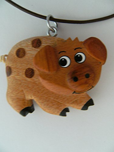 Cornelissen Kette Schwein Holzanhänger Lederband, Ketten Modeschmuck Tiere Tier Ferkel von Cornelissen