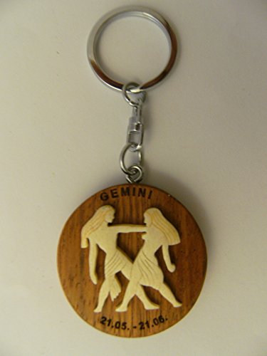 Schlüsselanhänger Zwillinge aus Holz und Metall, Sternzeichen Horoskop Tierkreiszeichen von Cornelissen