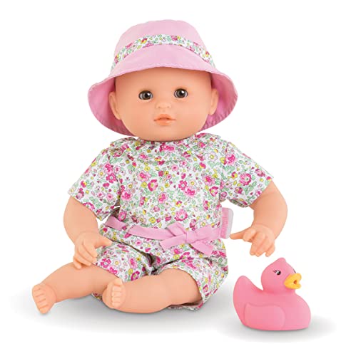 Corolle 9000100600 - Ma Premiere Poupee Badebaby Coralie, Weichkörper-Badepuppe mit Badetier, Schlafaugen, Vanilleduft, abnehmbare Kleider, 30cm, ab 18 Monaten von Corolle