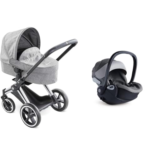 Corolle 9000140770 - Mon Grand Poupon Cybex Puppenwagen & 9000141390 - Cybex 2in1 Puppen Trageschale und Wiege, mit Gurt und Verdeck, kann mit dem Cybex Puppenwagen verbunden Werden von Corolle