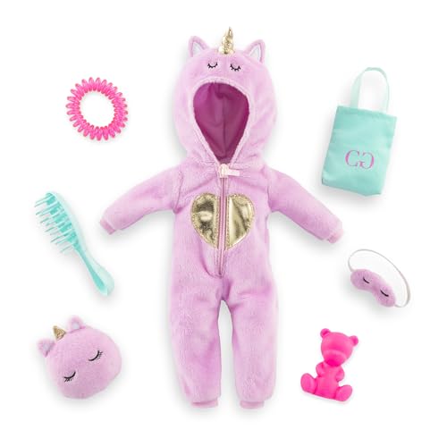 Corolle Girls Zubehörset Einhorn Onesie, 7 Teile, für alle 28cm Ankleidepuppen von Corolle