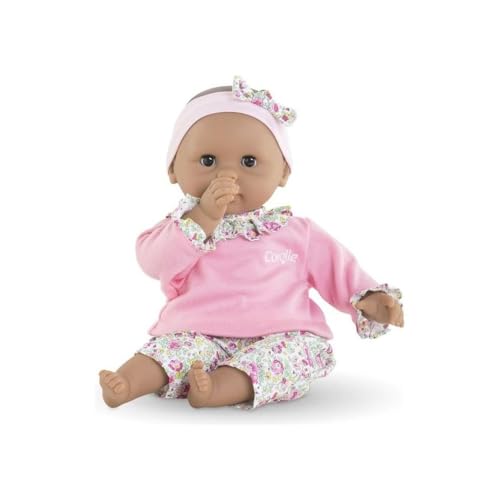 Corolle Puppe Calin Maria, Weichkörperpuppe mit Schlafaugen, abnehmbarem Stirnband, Vanilleduft, 30cm, Behält den Daumen im Mund, ab 18 Monate von Corolle