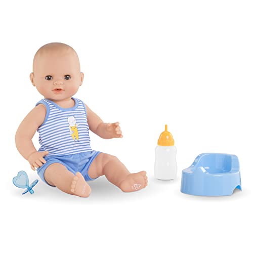 Corolle Mon Grand Poupon Paul Badebaby, Vollvinylpuppe mit Schlafaugen, Trink und Nässfunktion, Schnuller, Flasche, Töpfchen, Vanilleduft, 36cm, ab 2 Jahren von Corolle