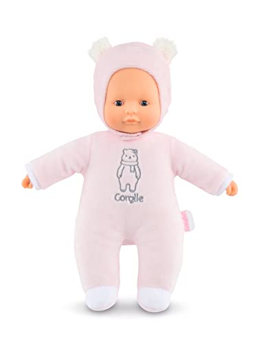 Corolle 9000100440 - Mon Doudou Sweetheart, rosa Bär, Weichkörperpuppe mit Kapuze, Namensetikett, Vanilleduft, 30cm, Für Kinder ab 9 Monaten geeignet von Corolle