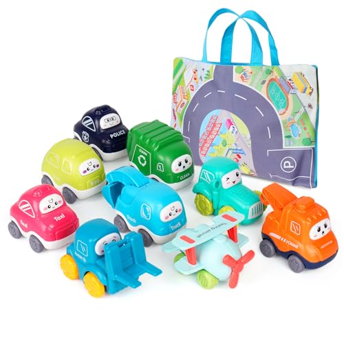Corpower 9 PCS Cartoon Lastwagen Auto Spielzeug, Autospielzeug für 1 jährige Jungen, mit Spielmatten Aufbewahrung Spielzeugautos, Geburtstag Weihnachten Geschenke für 1 2 3 jährige Jungen Mädchen Corpower 9 PCS Cartoon Lastwagen Auto Spielzeug, Autospielzeug für 1 jährige Jungen, mit Spielmatten Aufbewahrung Spielzeugautos, Geburtstag Weihnachten Geschenke für 1 2 3 jährige Jungen Mädchen von Corpower